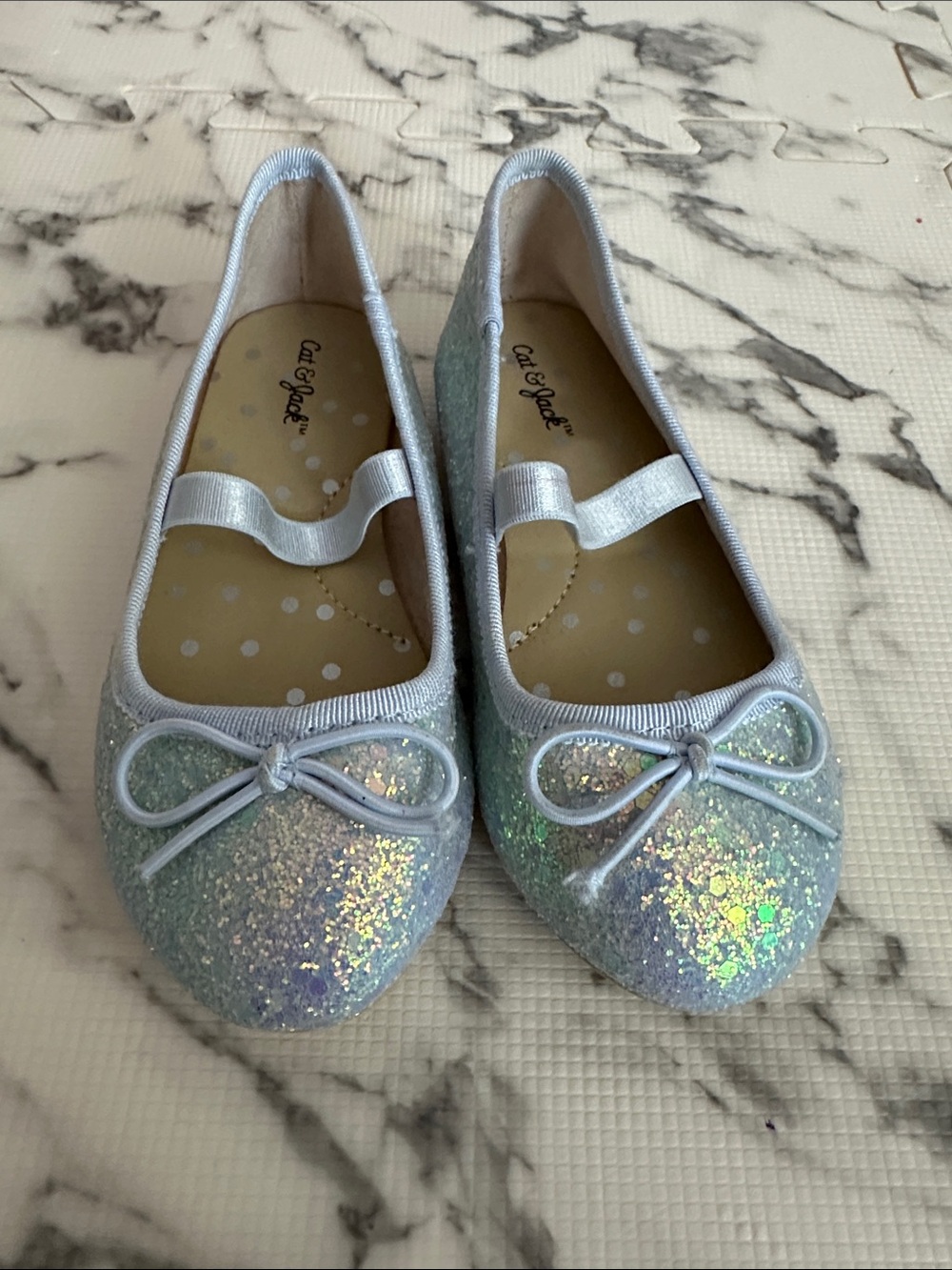 Cat & Jack Glitter Ballet Flats in Iridescent Light Blue